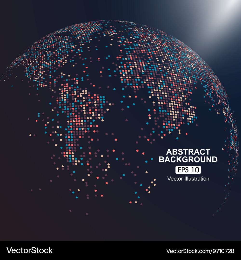 Dots colorful three-dimensional map of the world Vector Image
