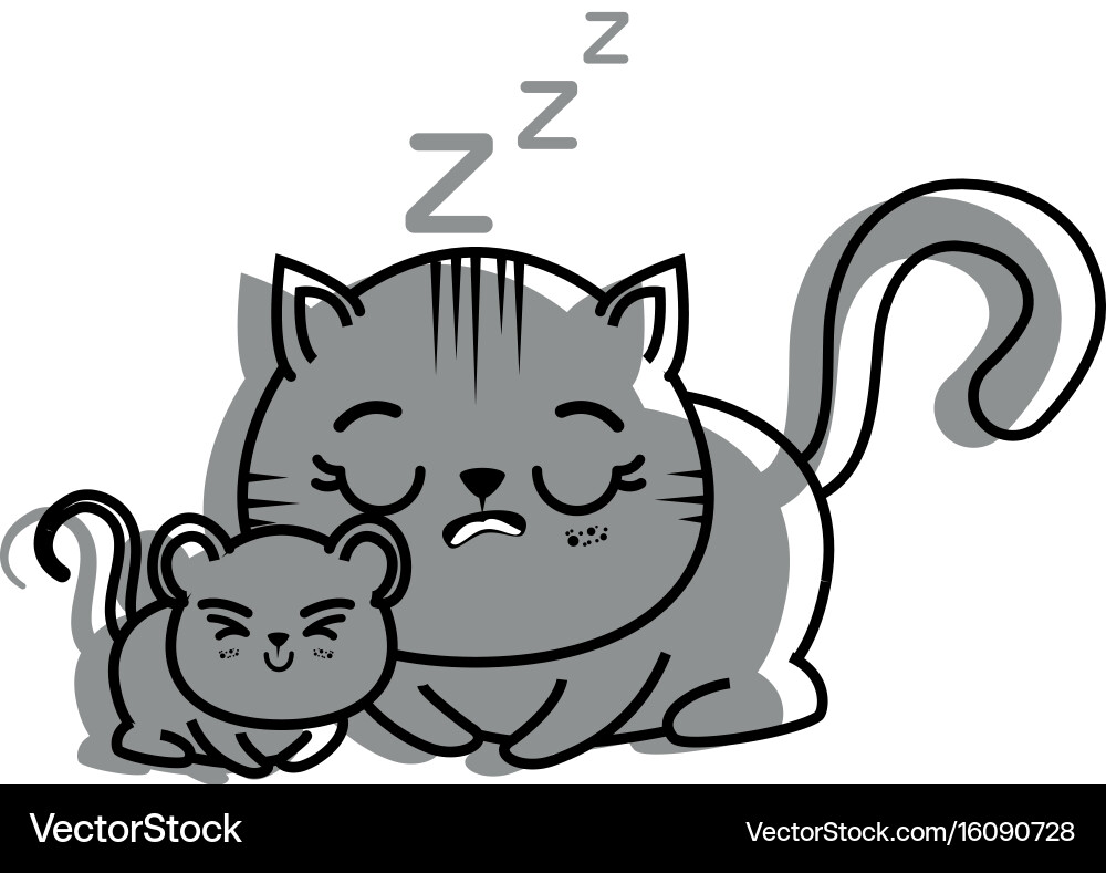 Isolated cat and mouse vector image
