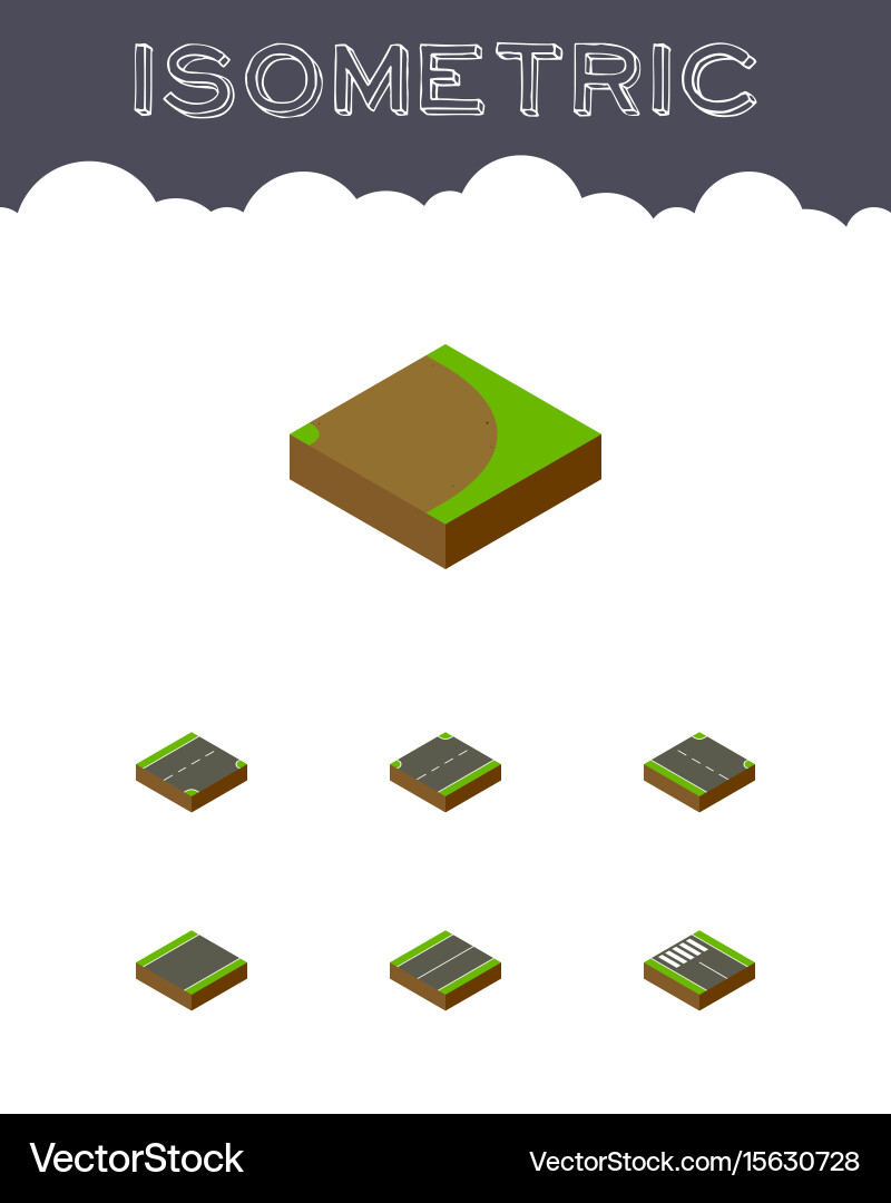 Isometric way set of unilateral rotation upwards Vector Image