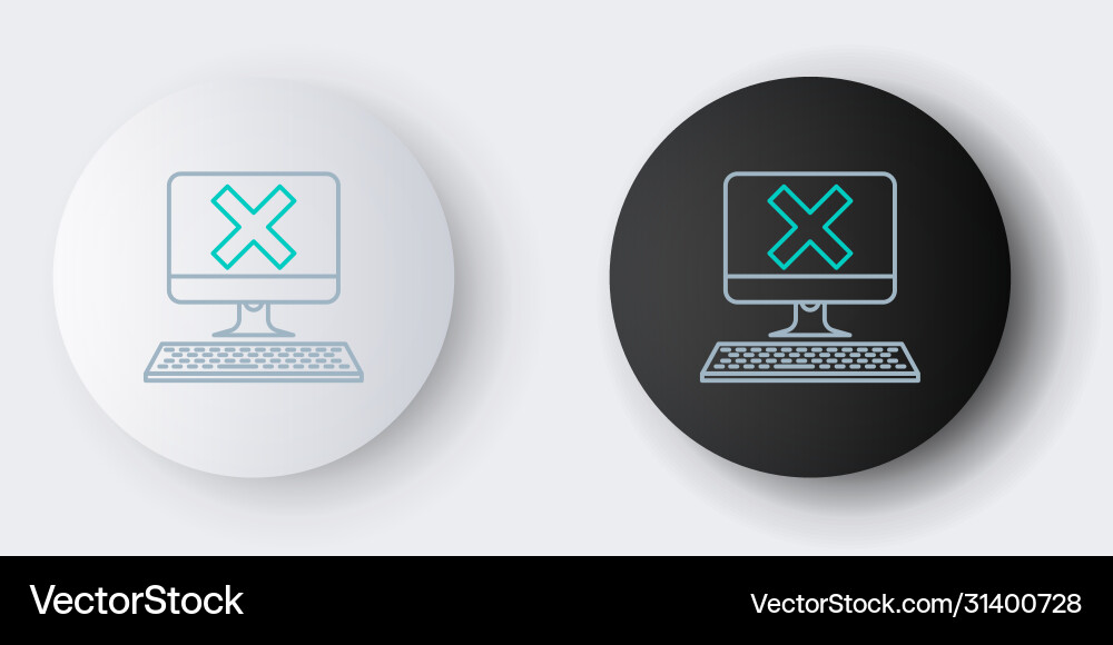 Line computer with keyboard and x mark icon Line computer with keyboard and x mark icon vector image