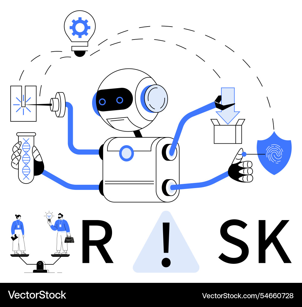 Multifunctional robot managing various tasks Multifunctional robot managing various tasks vector image