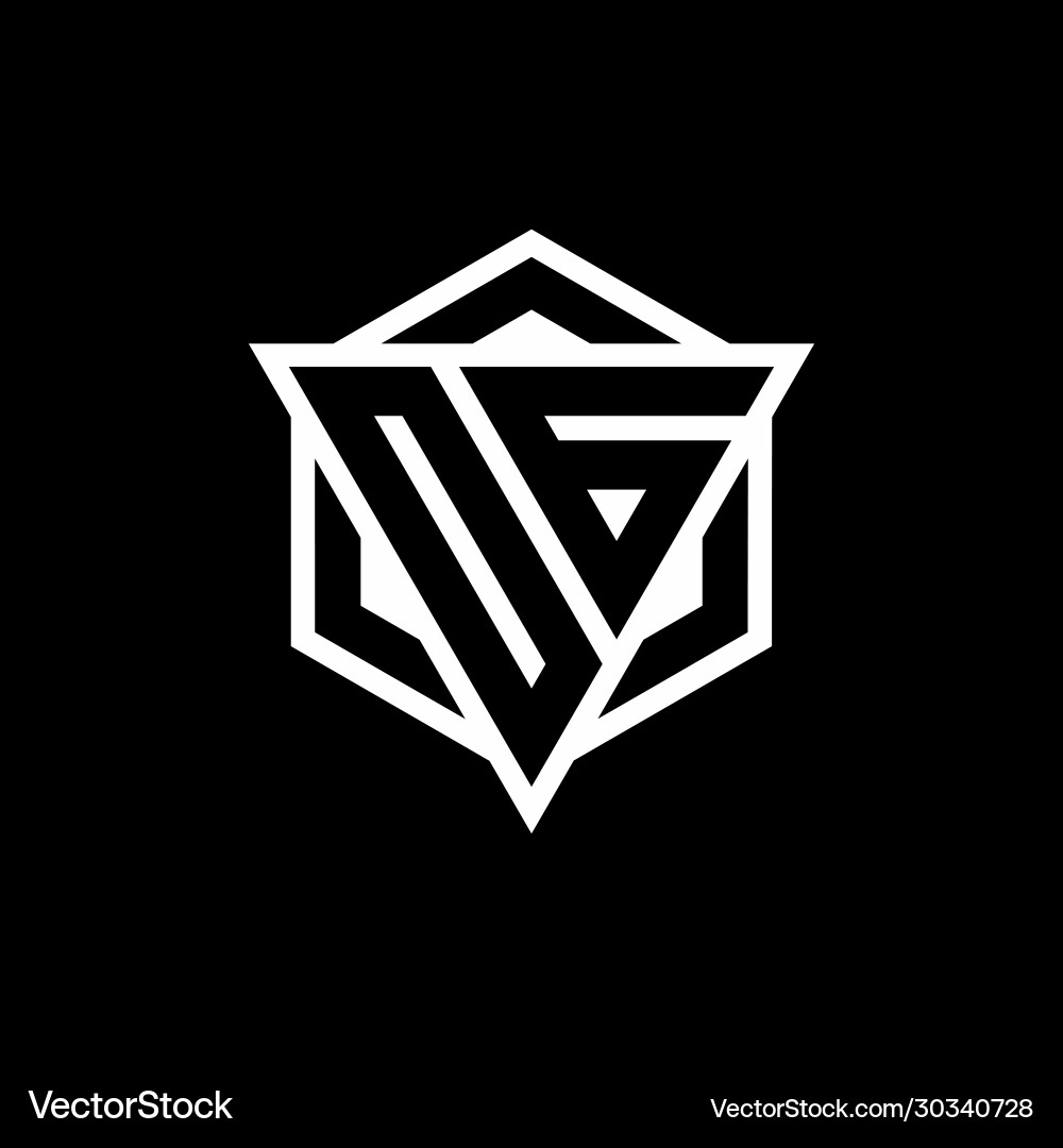 Og logo monogram with triangle and hexagon shape vector image