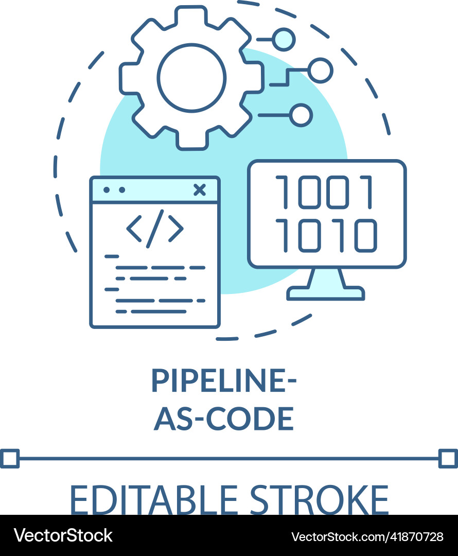 Pipeline-as-code turquoise concept icon Vector Image