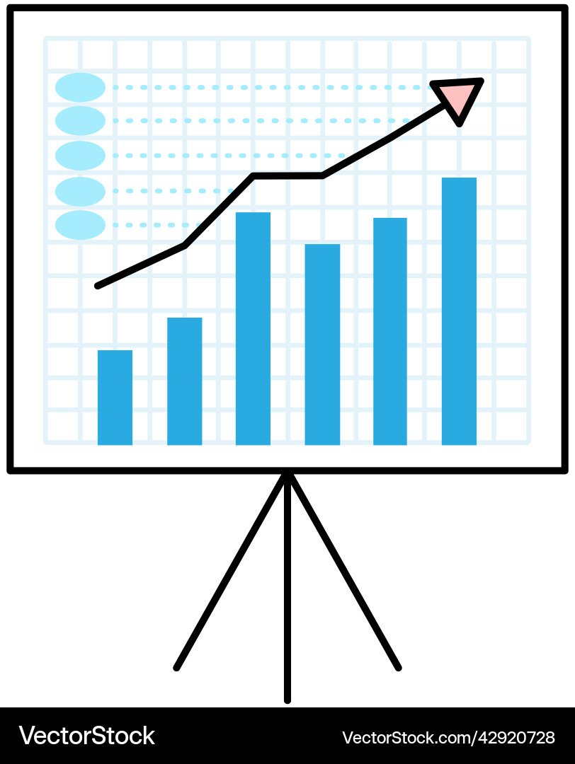 Presentation board with chart and arrow pointing Presentation board with chart and arrow pointing vector image
