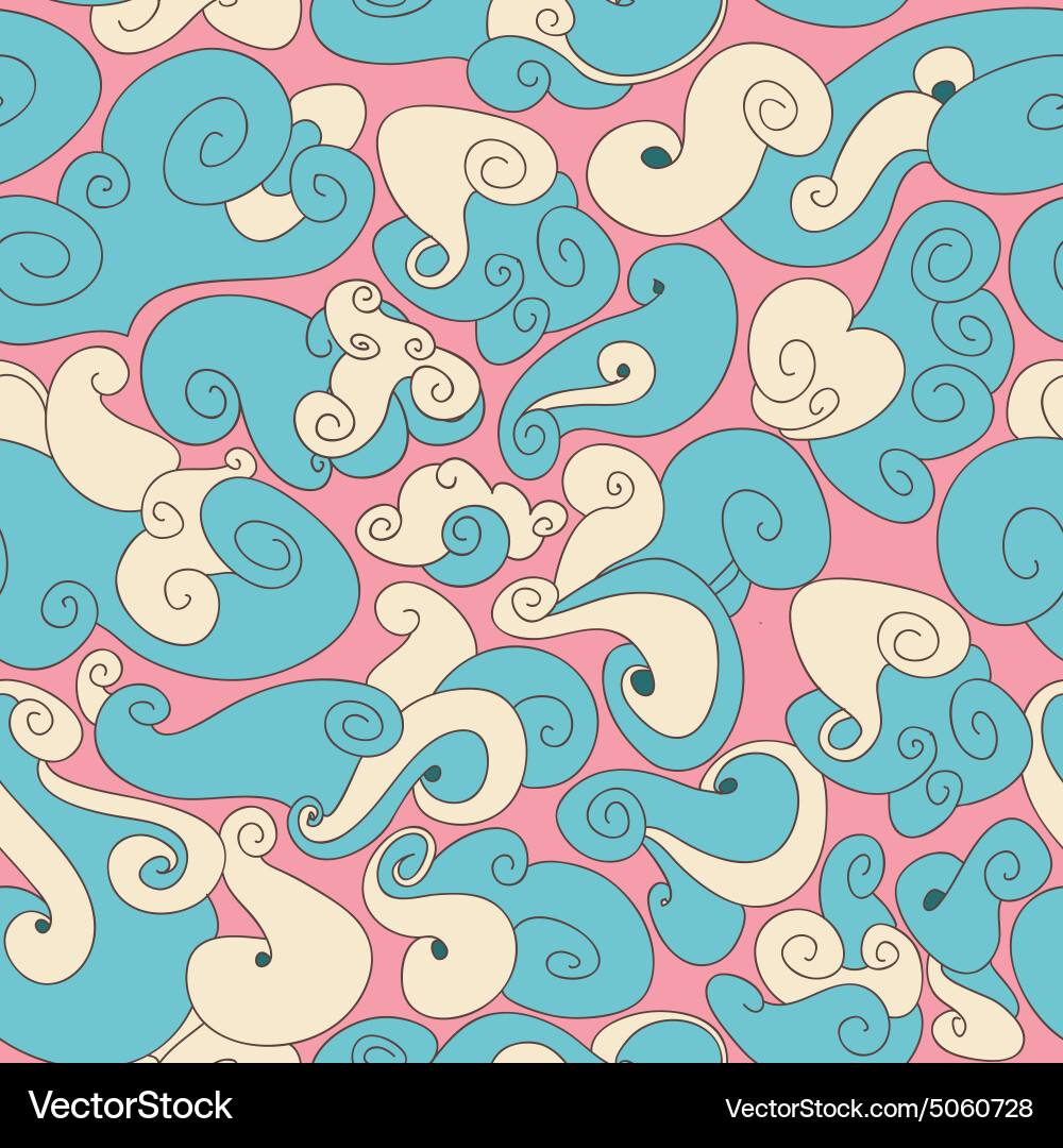 Retro abstract clouds seamless pattern vector image