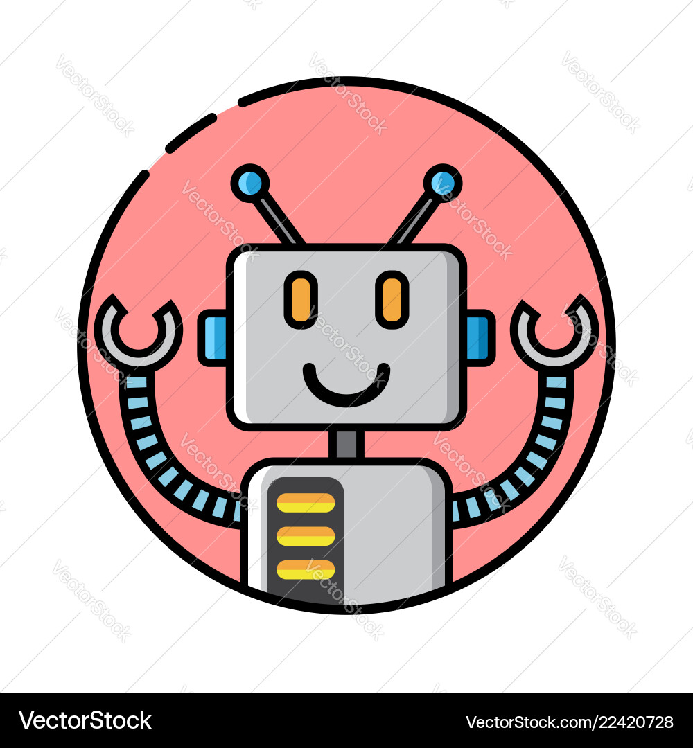 Runder Roboter-Icon-Line-Stil auf weißem Hintergrund Runder Roboter-Icon-Line-Stil auf weißem Hintergrund vektorbild
