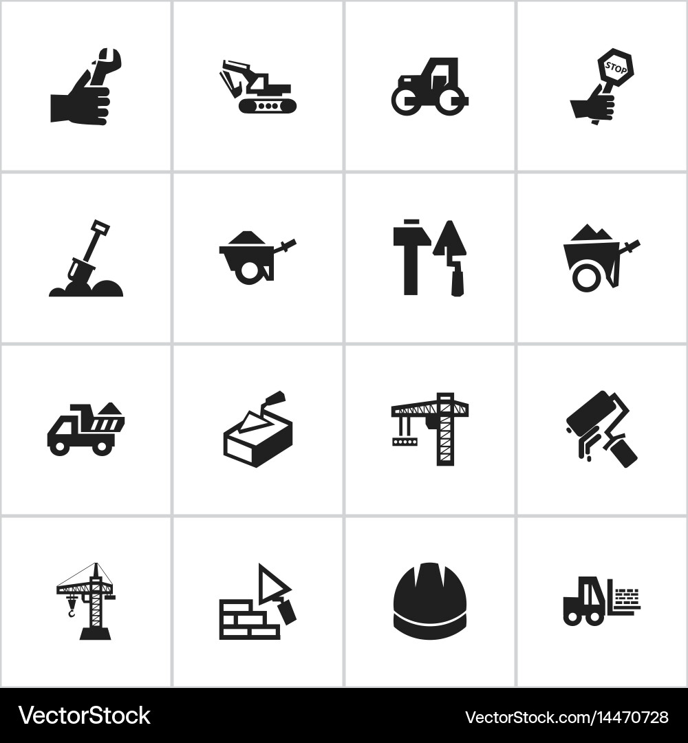 Set of 16 editable structure icons includes vector image