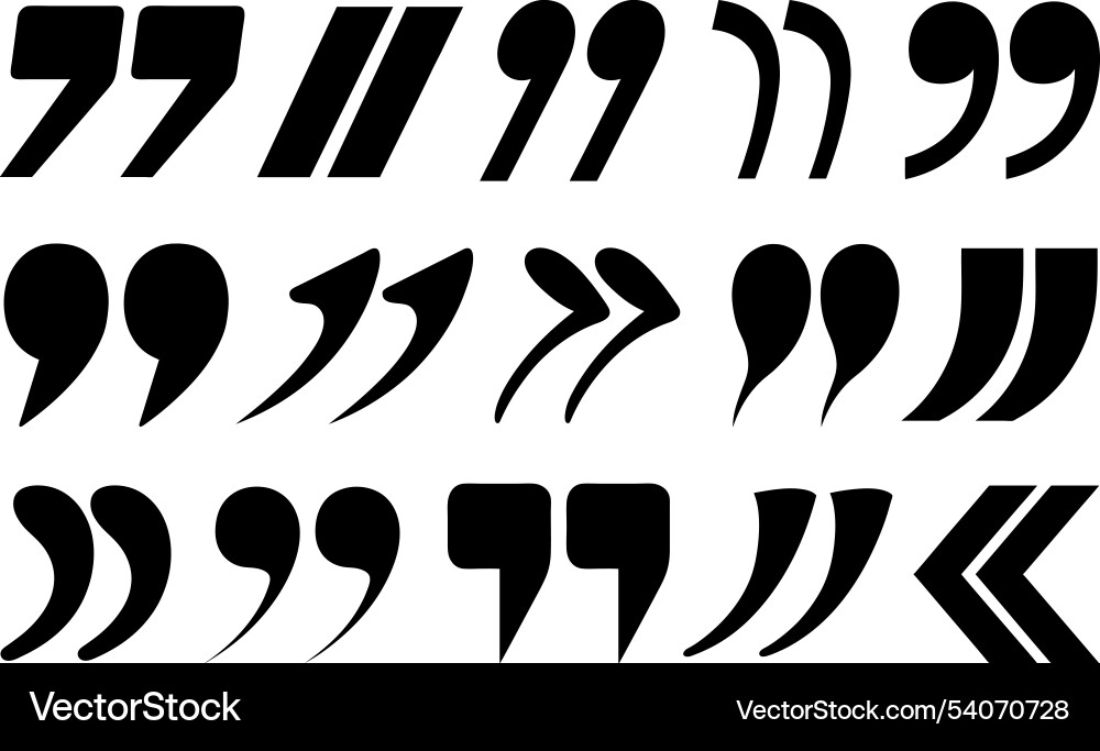Set of different quotation marks symbols Set of different quotation marks symbols vector image