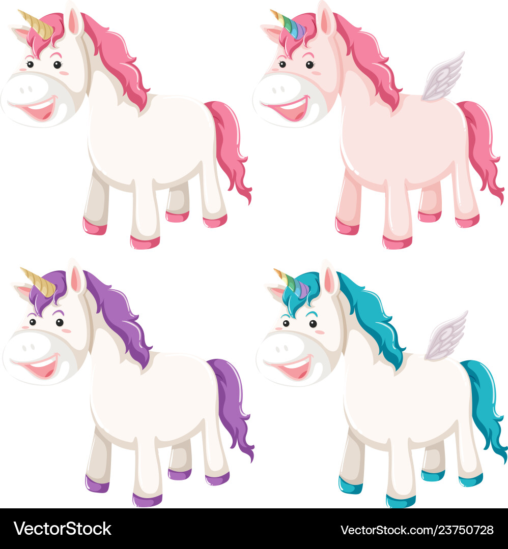 Set of different unicorn Vector Image