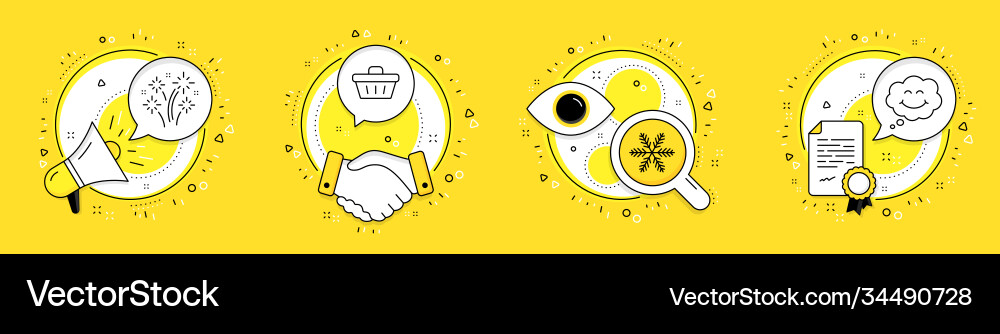 Snowflake fireworks and shopping cart icons set Vector Image