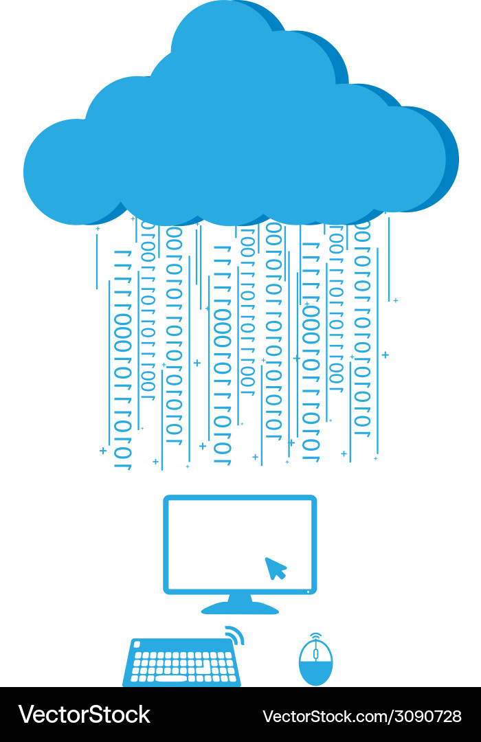Social network background with computer and cloud vector image