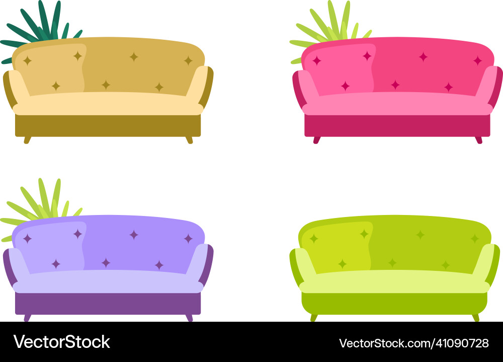 Sofa flat color objects set Sofa flat color objects set vector image