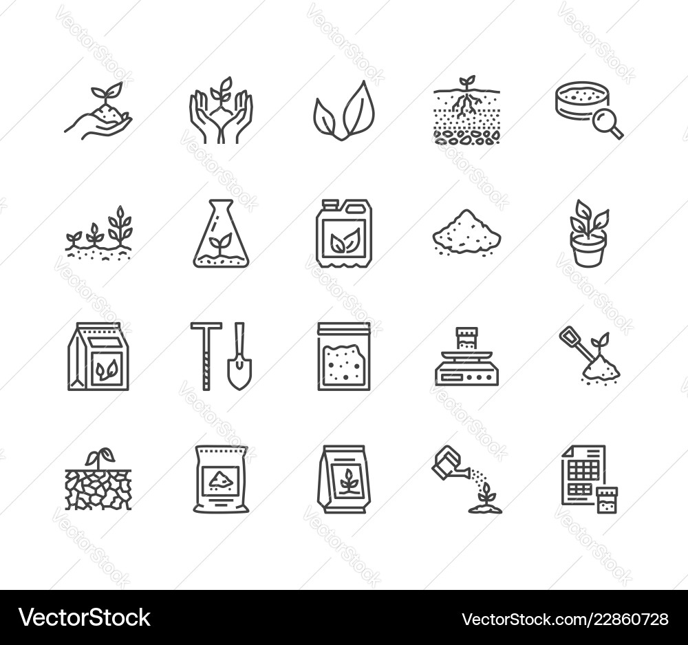 Soil Testing Flat Line Icons Vector Image