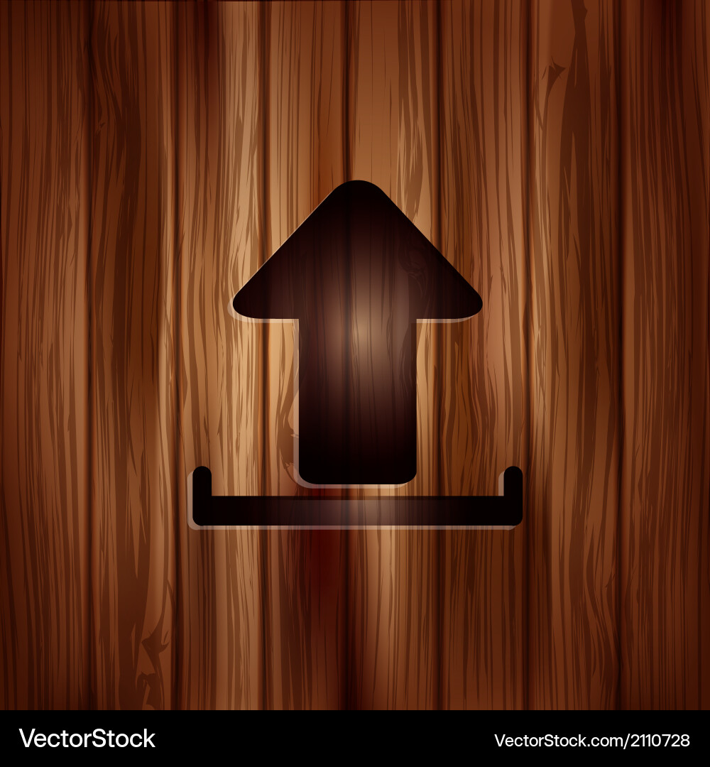 Upload icon send file wooden texture vector image