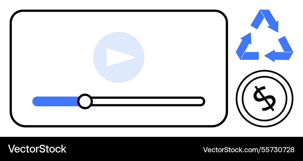Video player interface with progress bar Video player interface with progress bar vector image