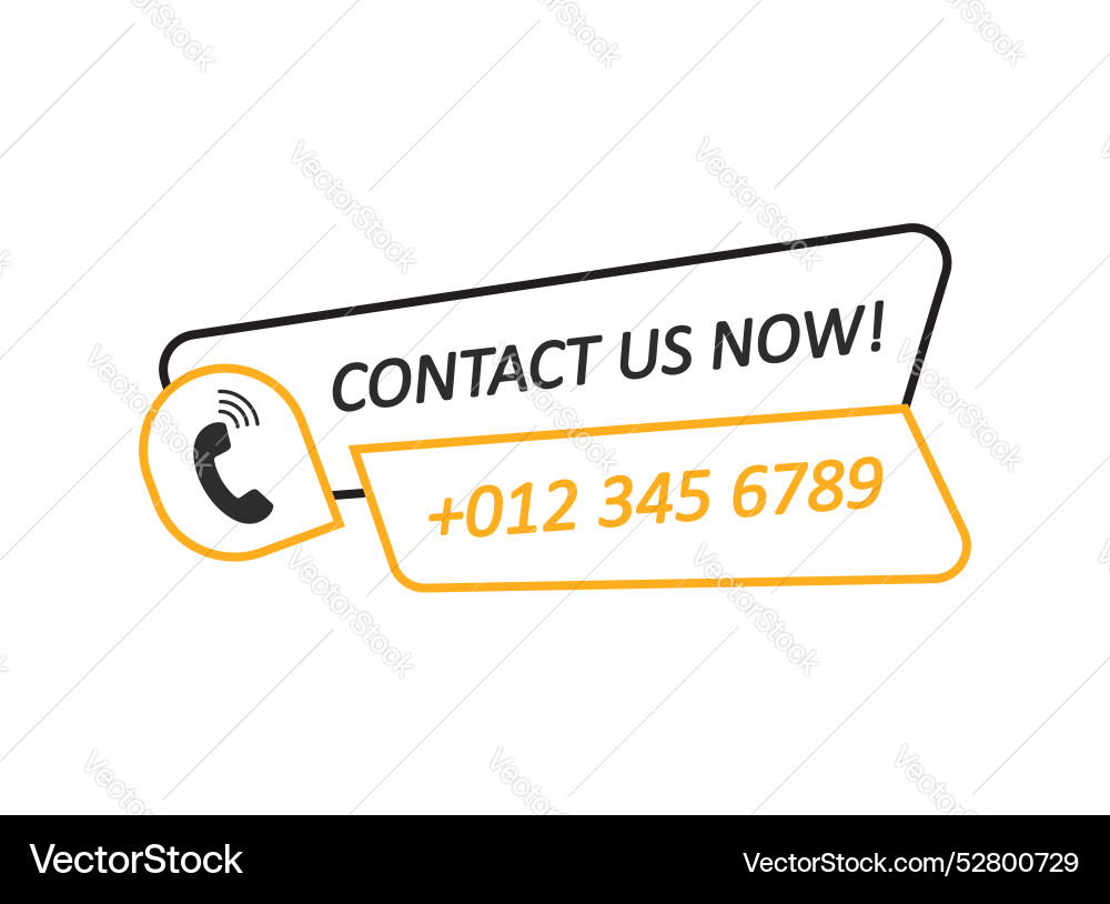 Call us button icon in flat style phone number Call us button icon in flat style phone number vector image