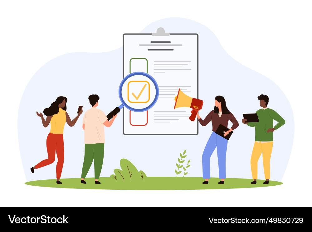 Checking and analyzing the survey list by tiny Checking and analyzing the survey list by tiny Vector Image