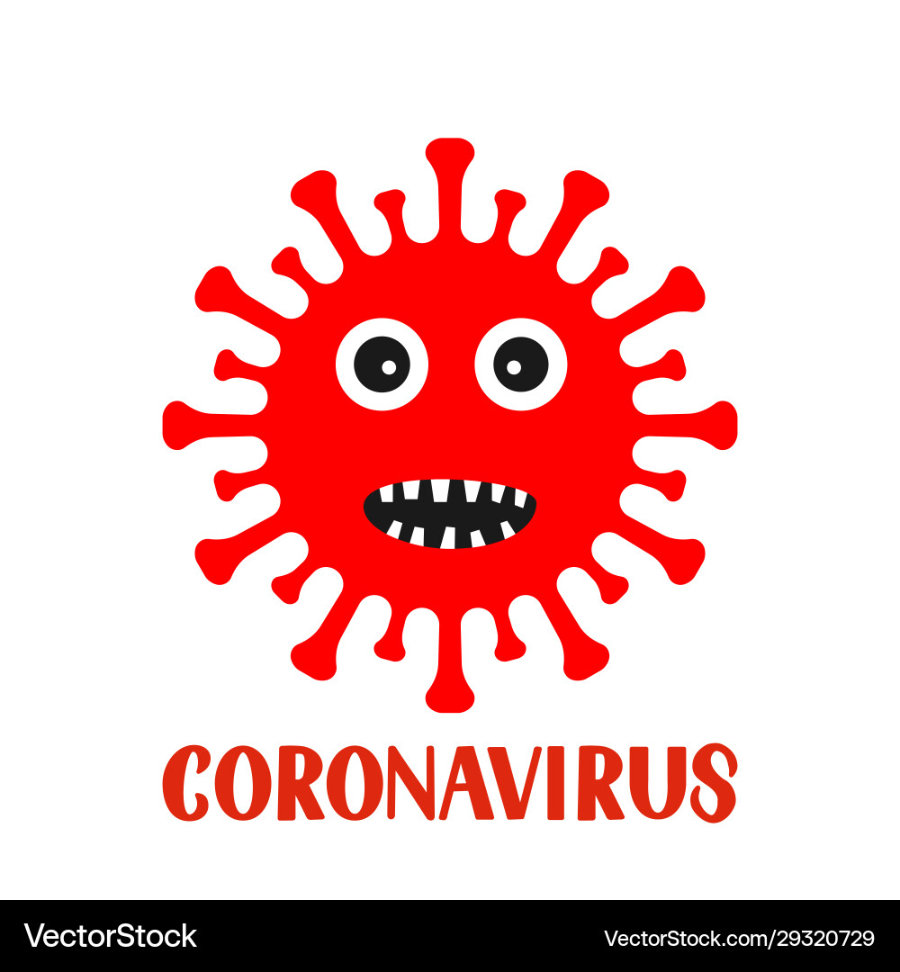 Corona virus cartoon character and lettering Corona virus cartoon character and lettering vector image