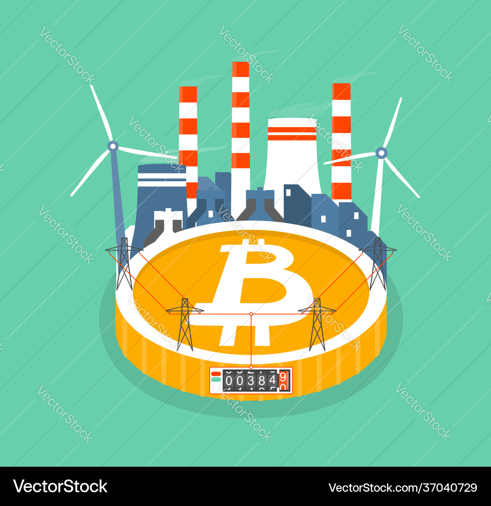 Cryptocurrency energy consumption – Royalty-Free Vector | VectorStock