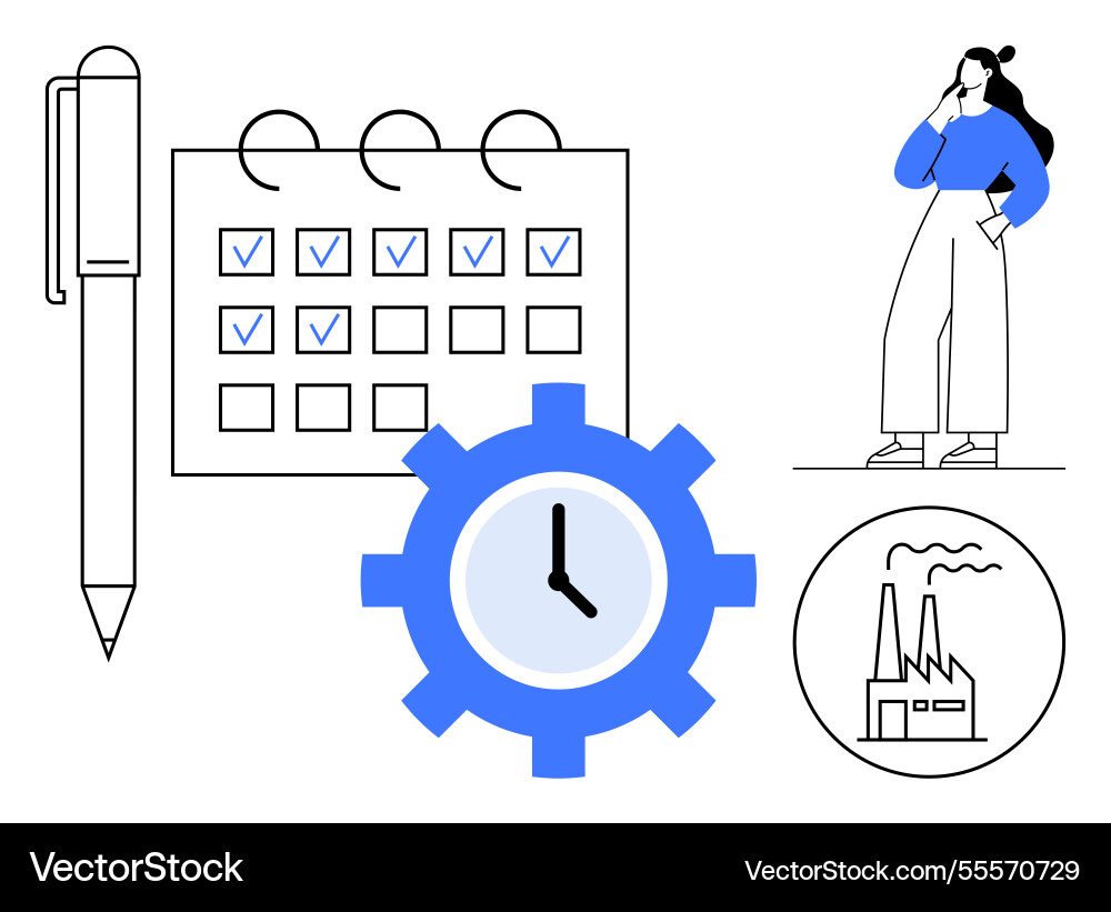 Efficient time management with calendar planning Efficient time management with calendar planning vector image