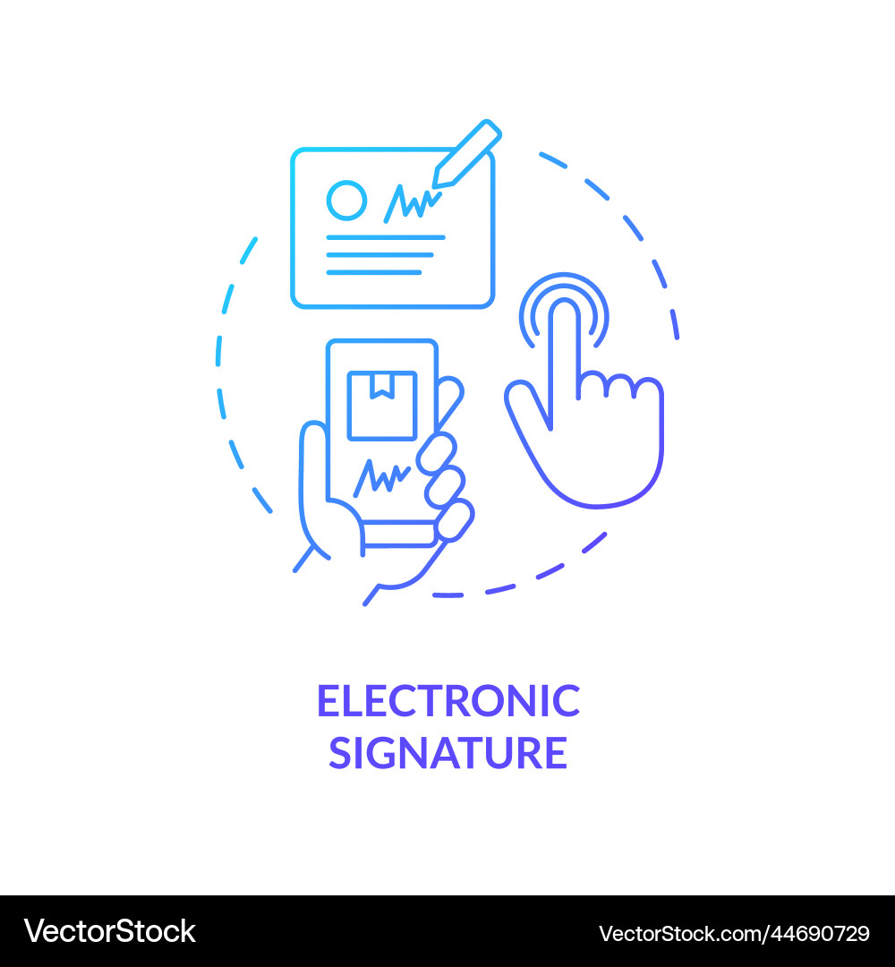 Elektronische Signatur Icon - Blauer Gradient Vektorbild