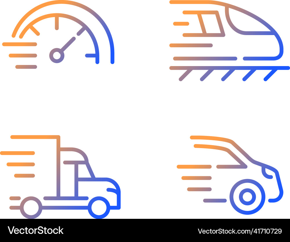 Fast transport gradient linear icons set Fast transport gradient linear icons set vector image