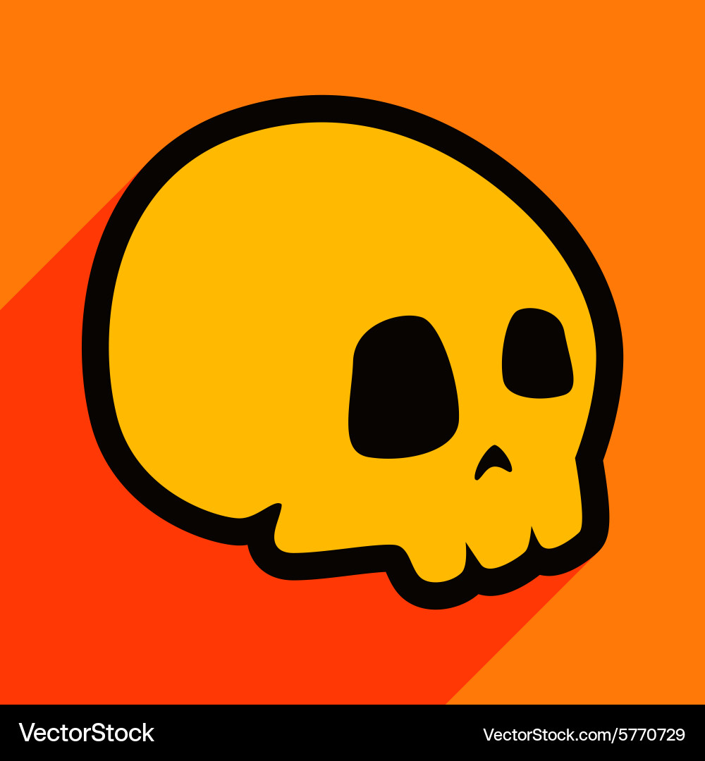 Flat with shadow icon and mobile application skull Vector Image
