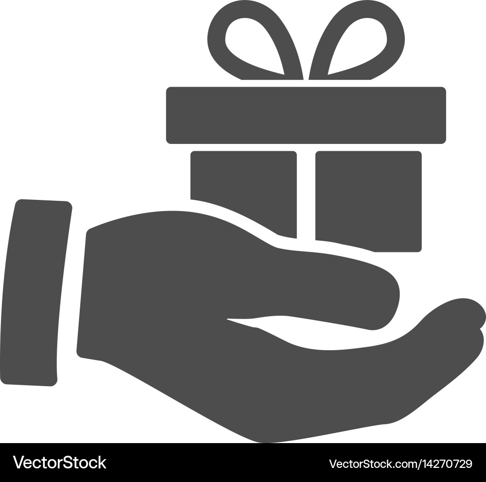 Geschenkbox mit Hand Icon Vektorbild