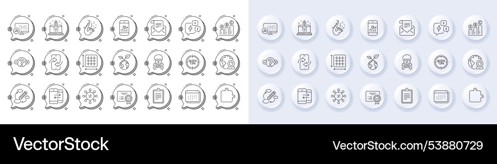 Graph chart tips and calendar line icons for web Graph chart tips and calendar line icons for web vector image