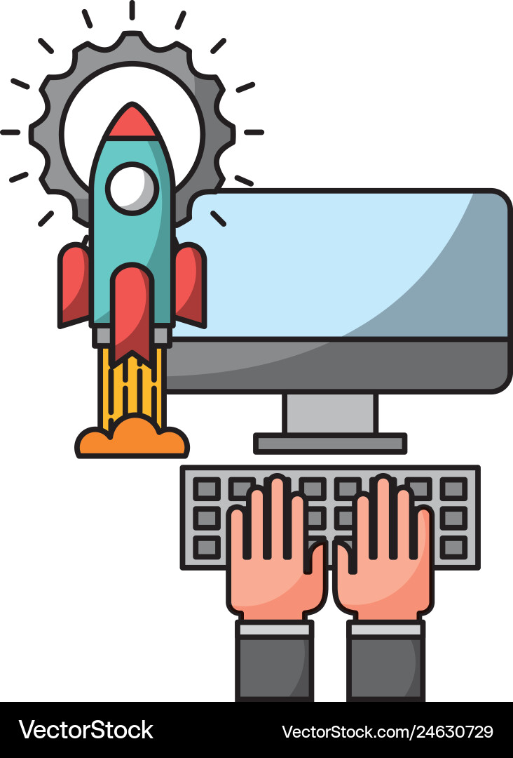Hand with Computer Icons Vector Image