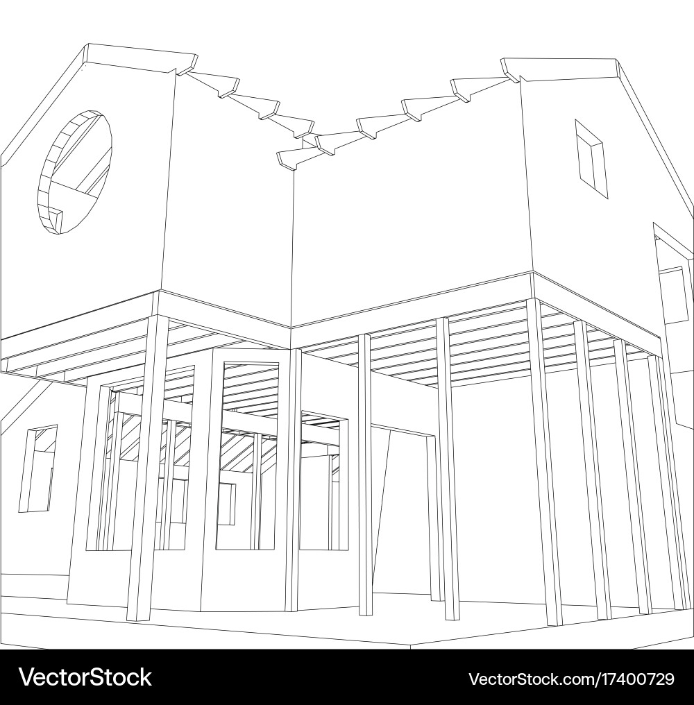 House structure architecture abstract drawing vector image