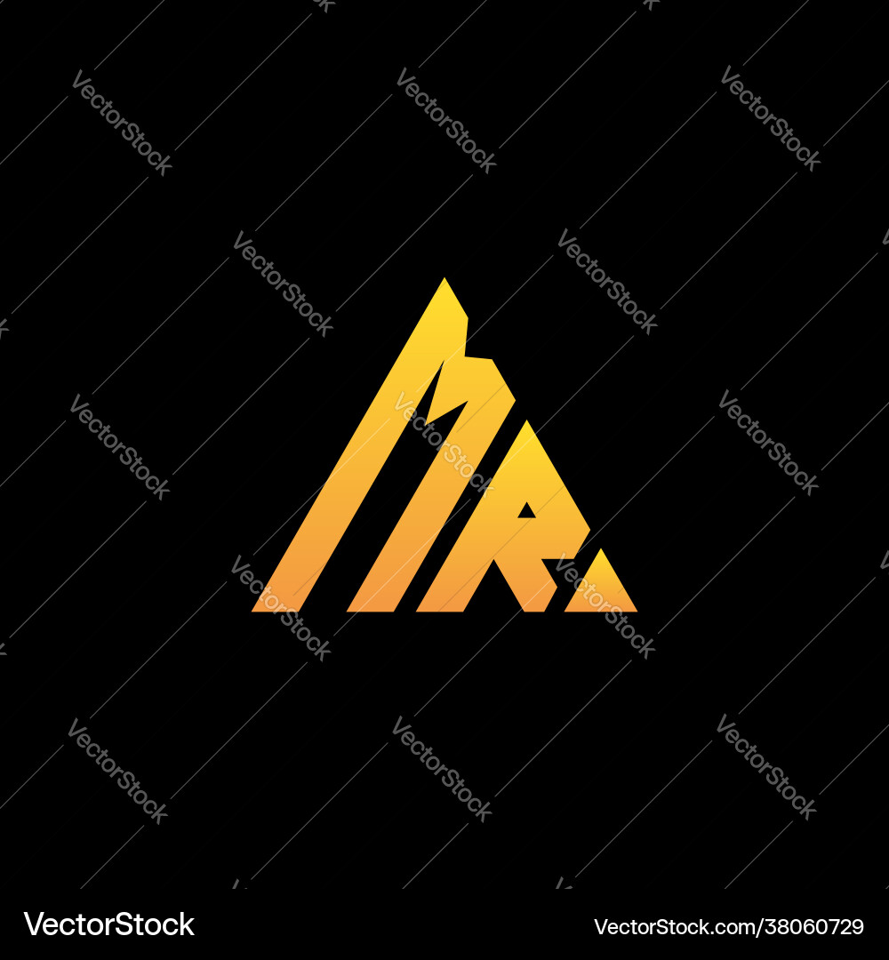 M r monogram initial logo with a yellow triangle M r monogram initial logo with a yellow triangle vector image