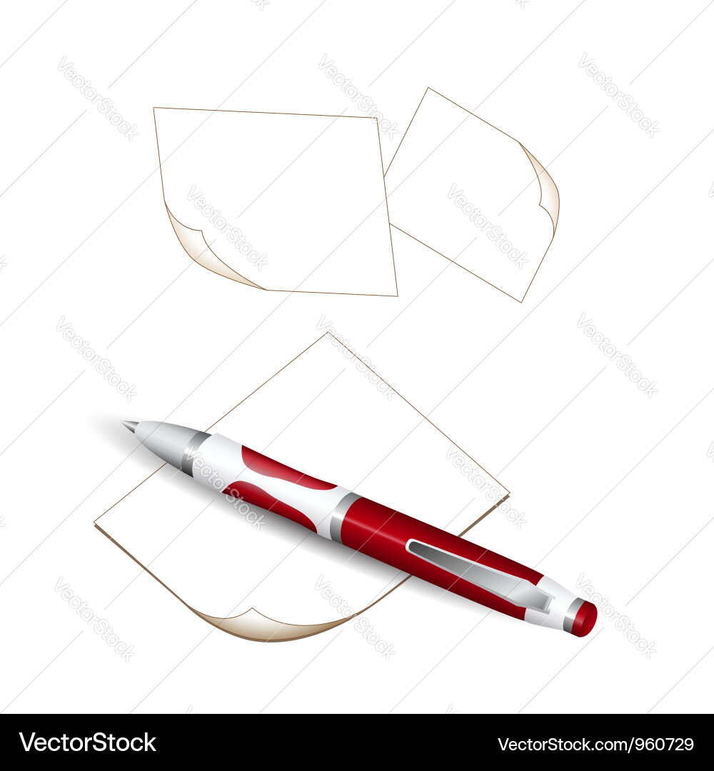 Pen and notes Vector Image