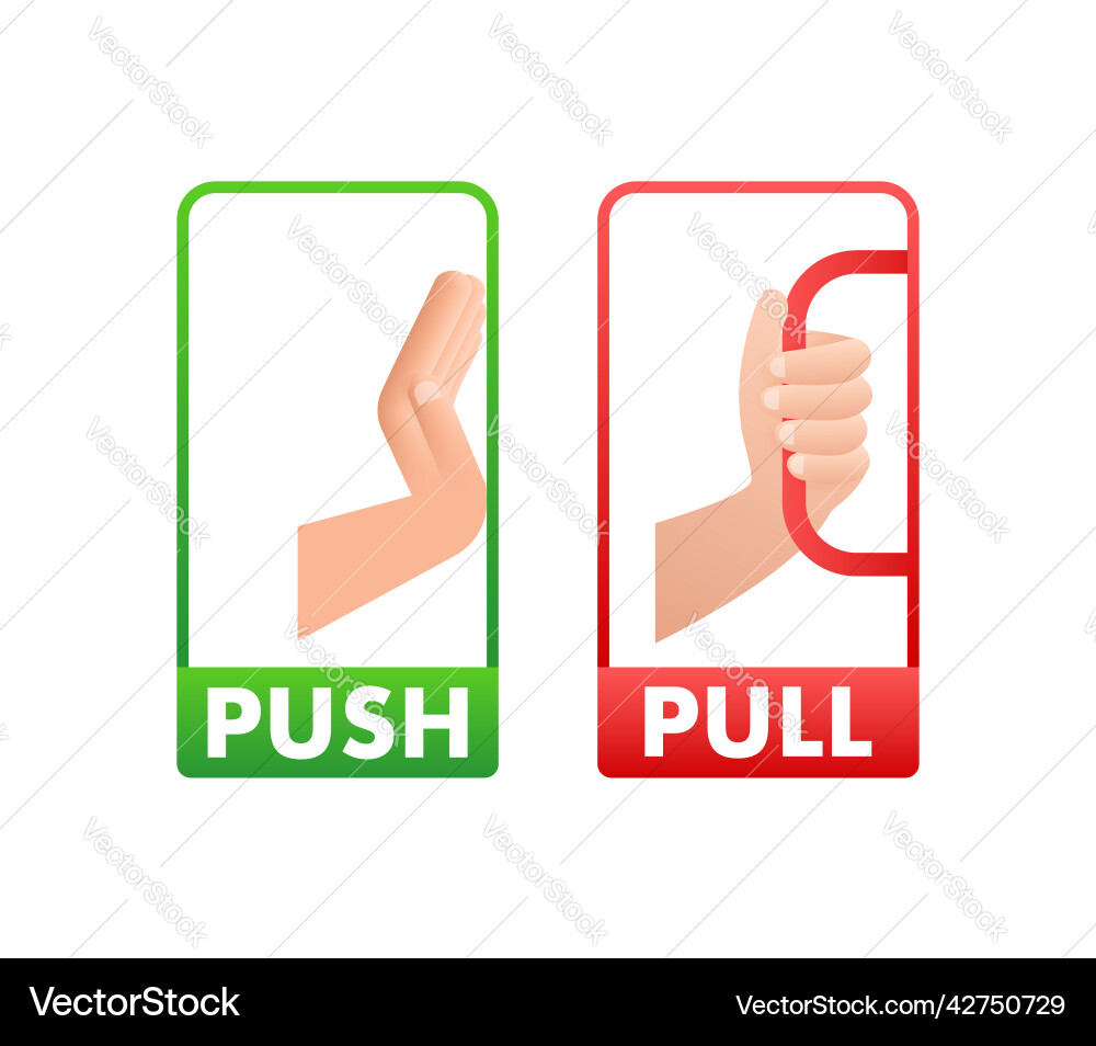 Pull push in flat style on white background Pull push in flat style on white background vector image