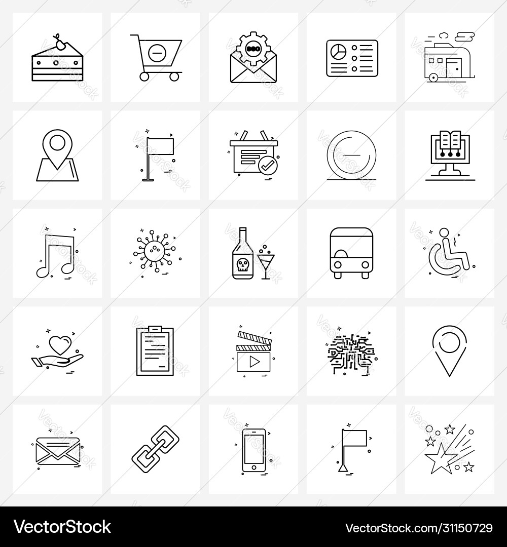 Set 25 simple line icons for web and print Vector Image
