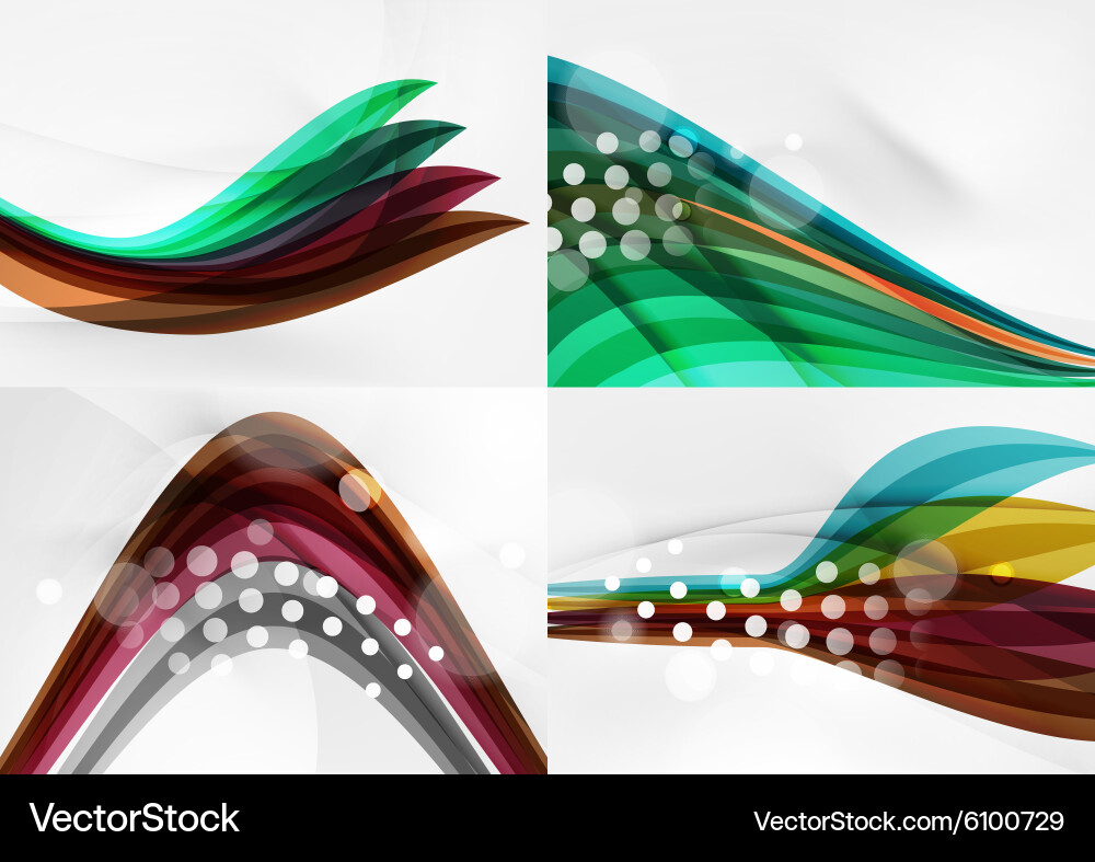 Set abstract backgrounds curve wave lines vector image