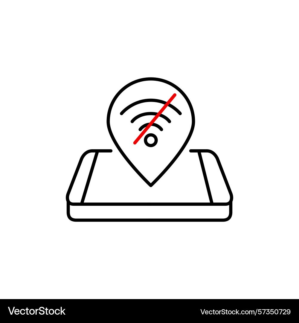 Smart phone and map pointer no wifi symbol Vector Image
