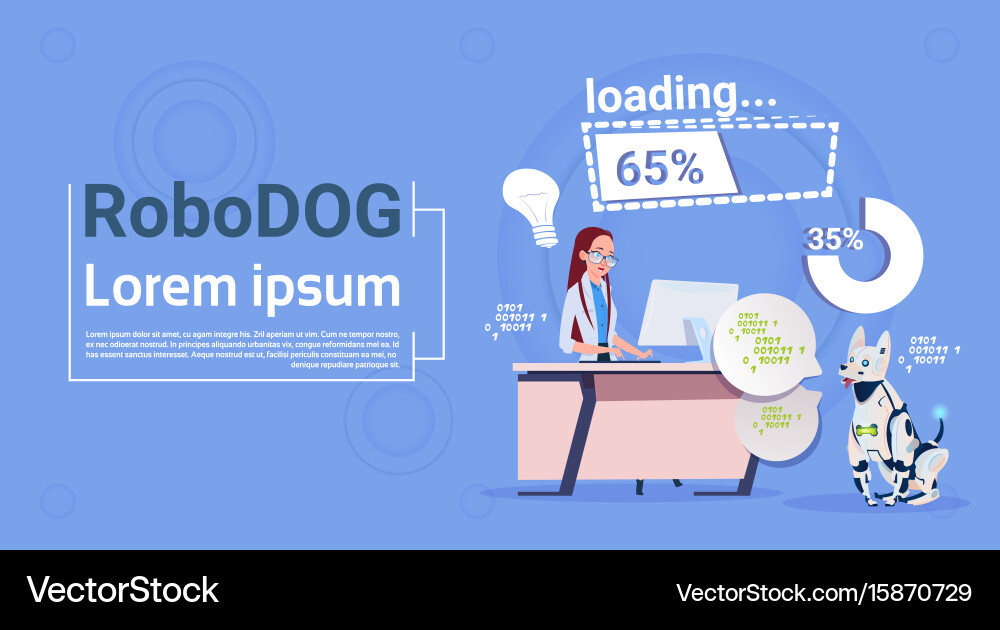 Woman programmer coding on computer working Vector Image
