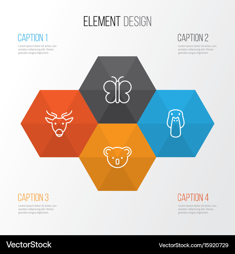 Zoology icons set collection of moose moth duck Vector Image