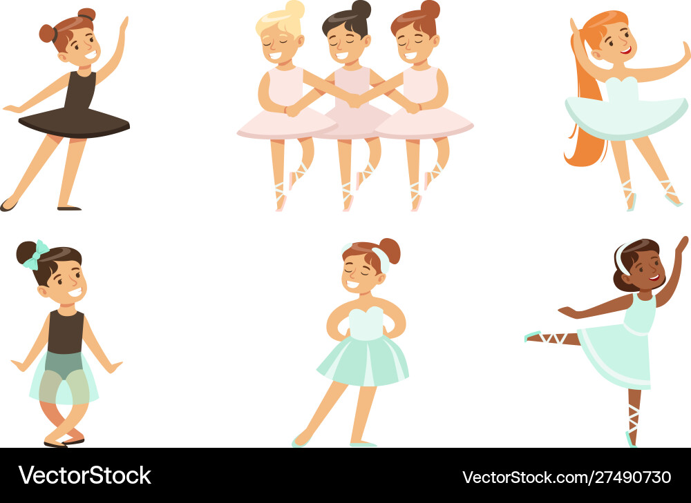 Adorable ballerinas dancing in tutu dress set Adorable ballerinas dancing in tutu dress set vector image