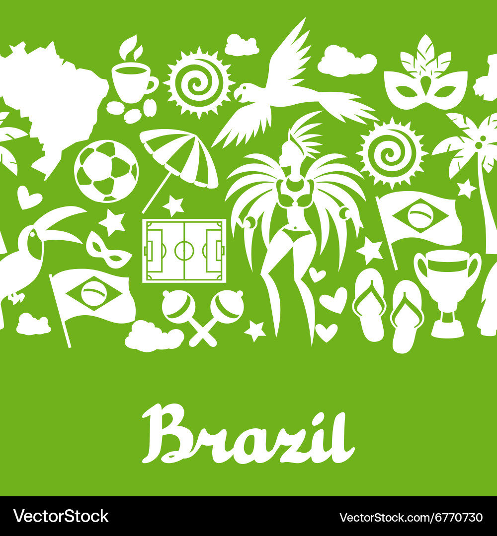 Brazil seamless pattern with stylized objects vector image
