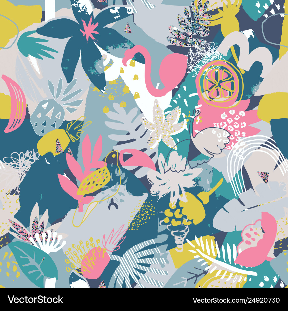 Colorful seamless pattern with tropical Colorful seamless pattern with tropical Vector Image