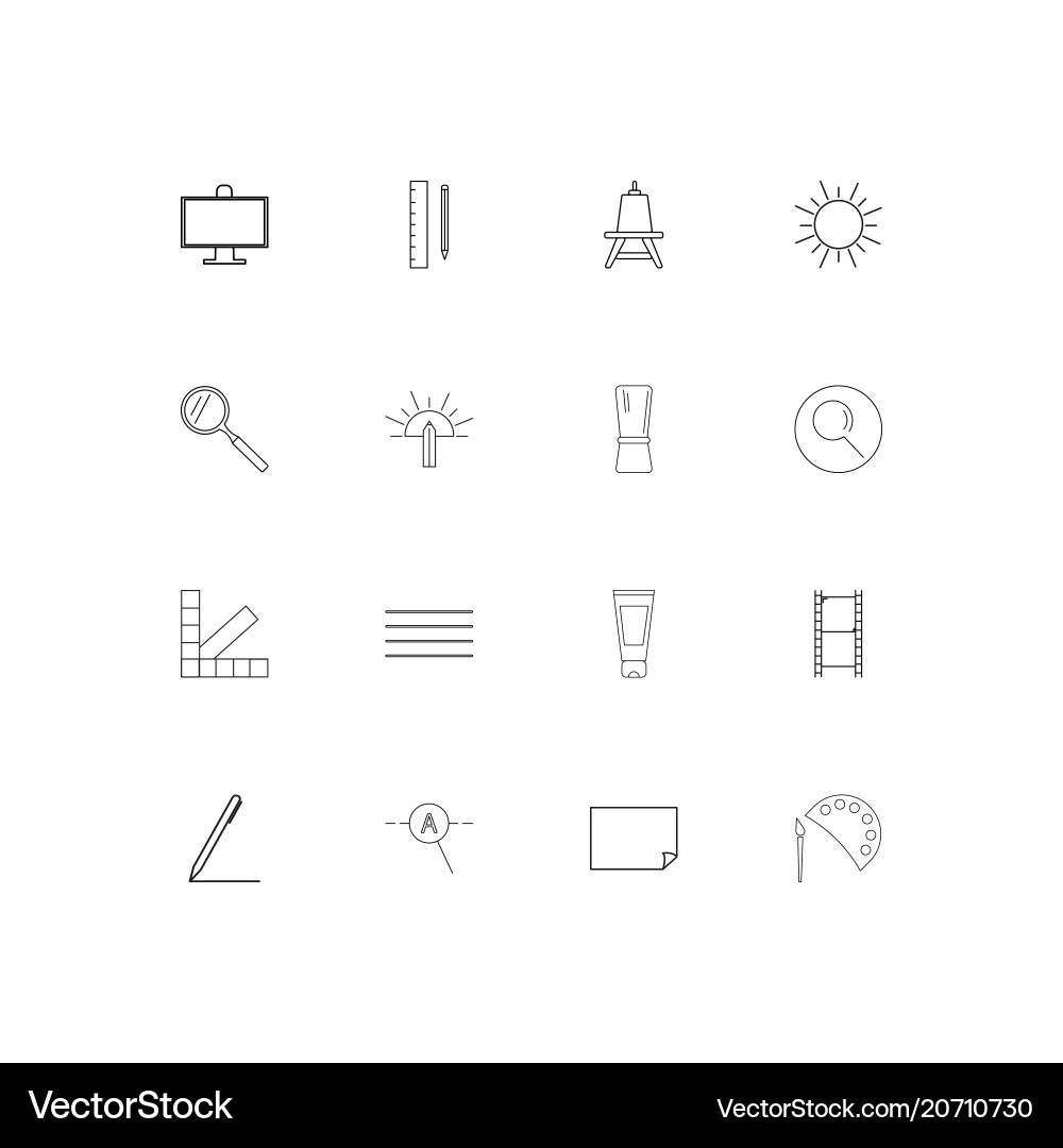Creative process and design simple linear icons vector image
