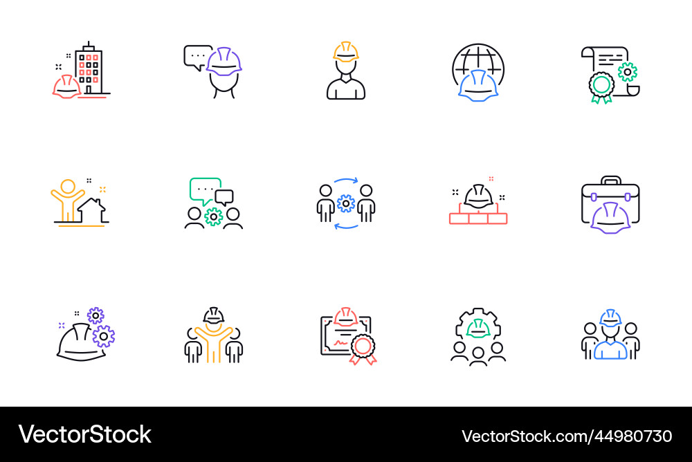 Engineering line icons set technical Engineering line icons set technical vector image