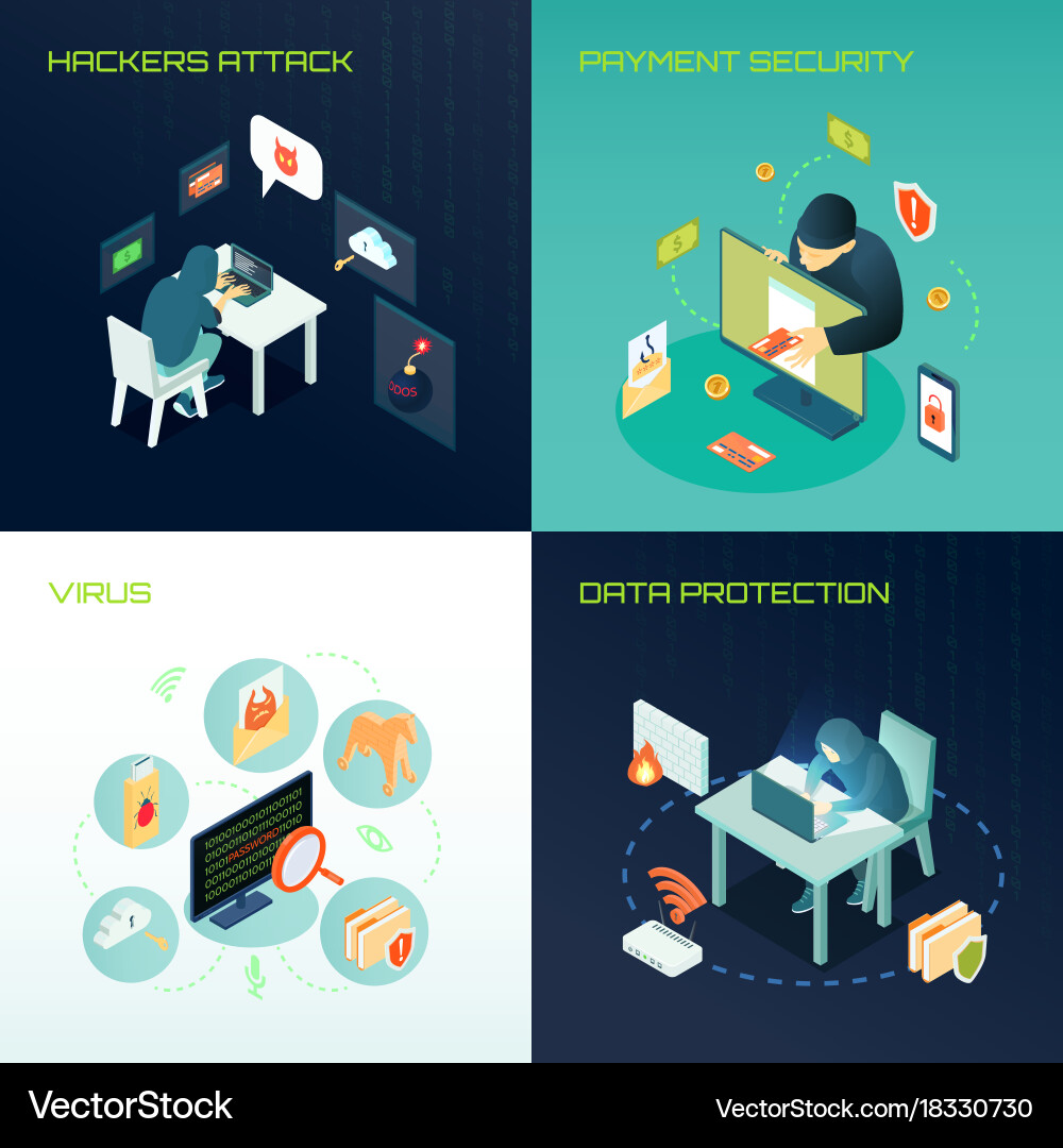 Hacker isometric design concept vector image