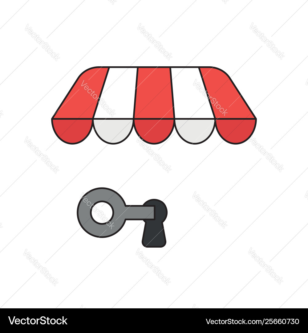 Icon concept key into keyhole under store Icon concept key into keyhole under store Vector Image