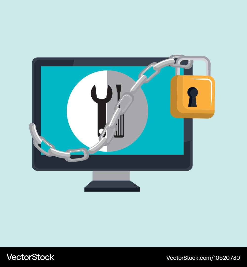 Man computer padlock vector image