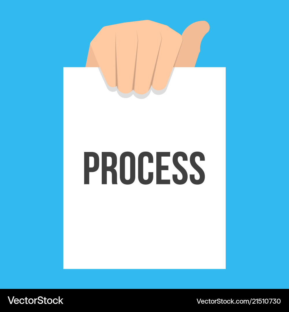 Man showing paper process text Man showing paper process text vector image