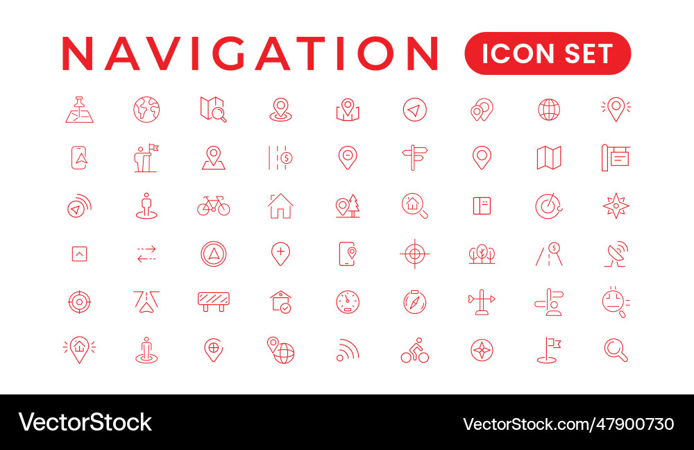 Navigation location gps elements - thin line web Navigation location gps elements - thin line web vector image