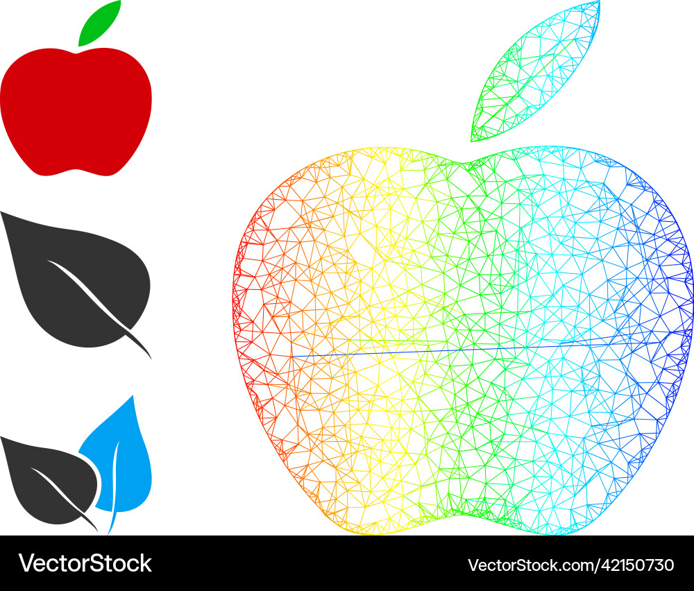 Rainbow gradient linear mesh apple icon Rainbow gradient linear mesh apple icon vector image